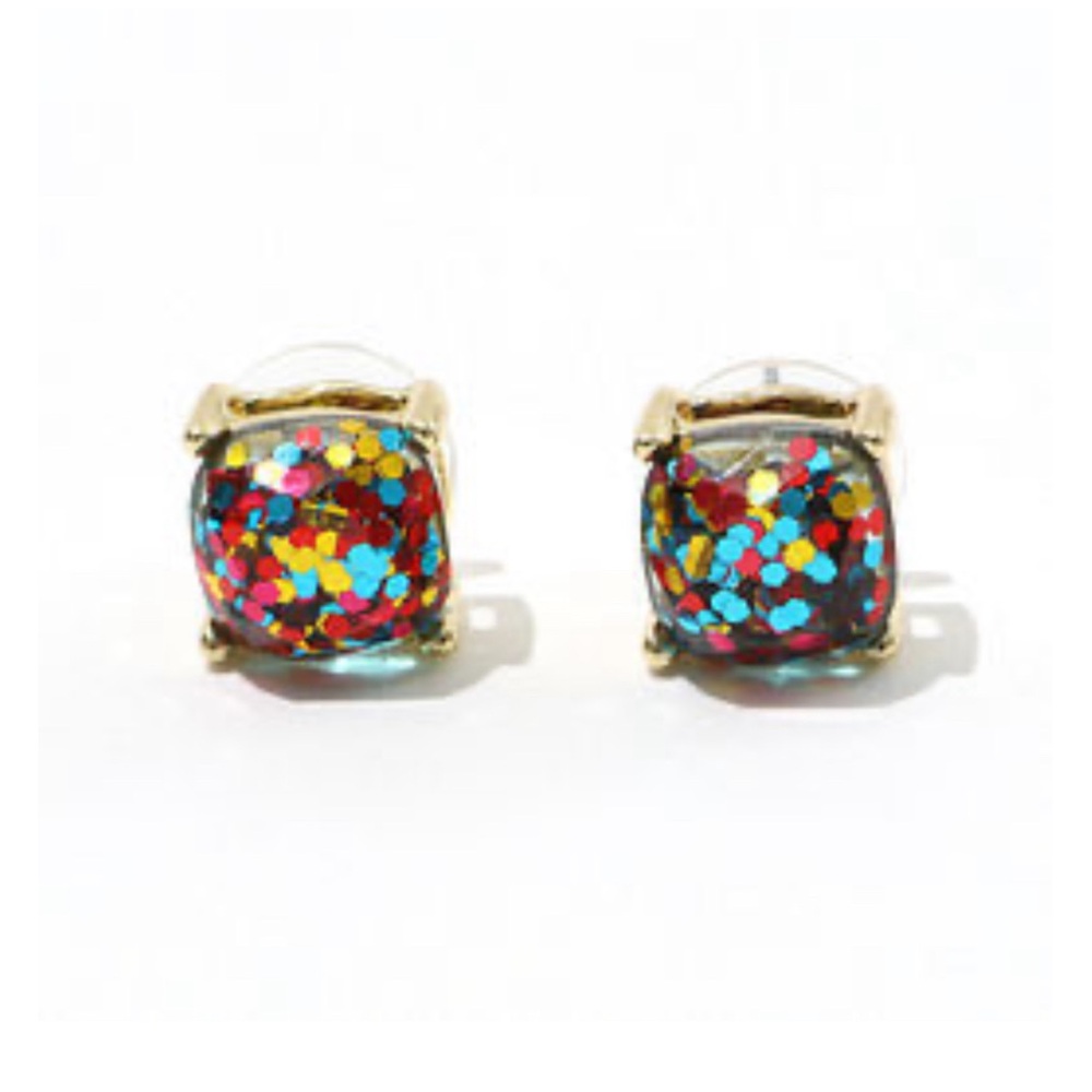 Marleylilly confetti stud gold earrings